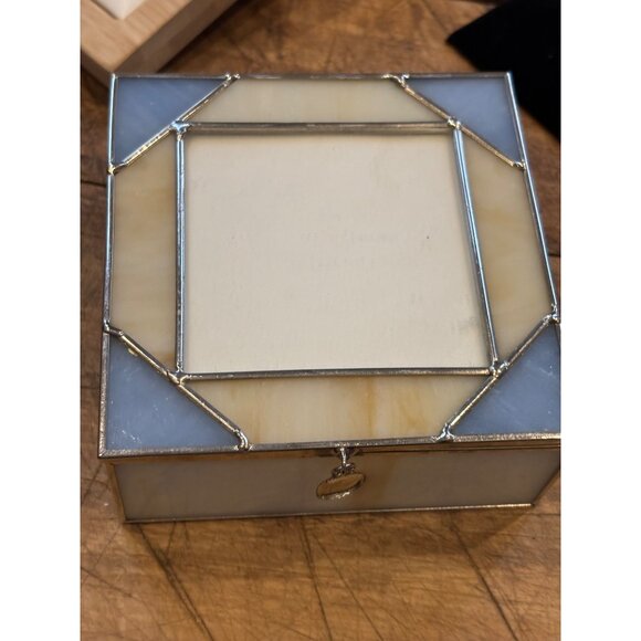 Elegant Glass & Metal Jewelry Box With signed Japan Beaded Necklace set of two p - Picture 8 of 16